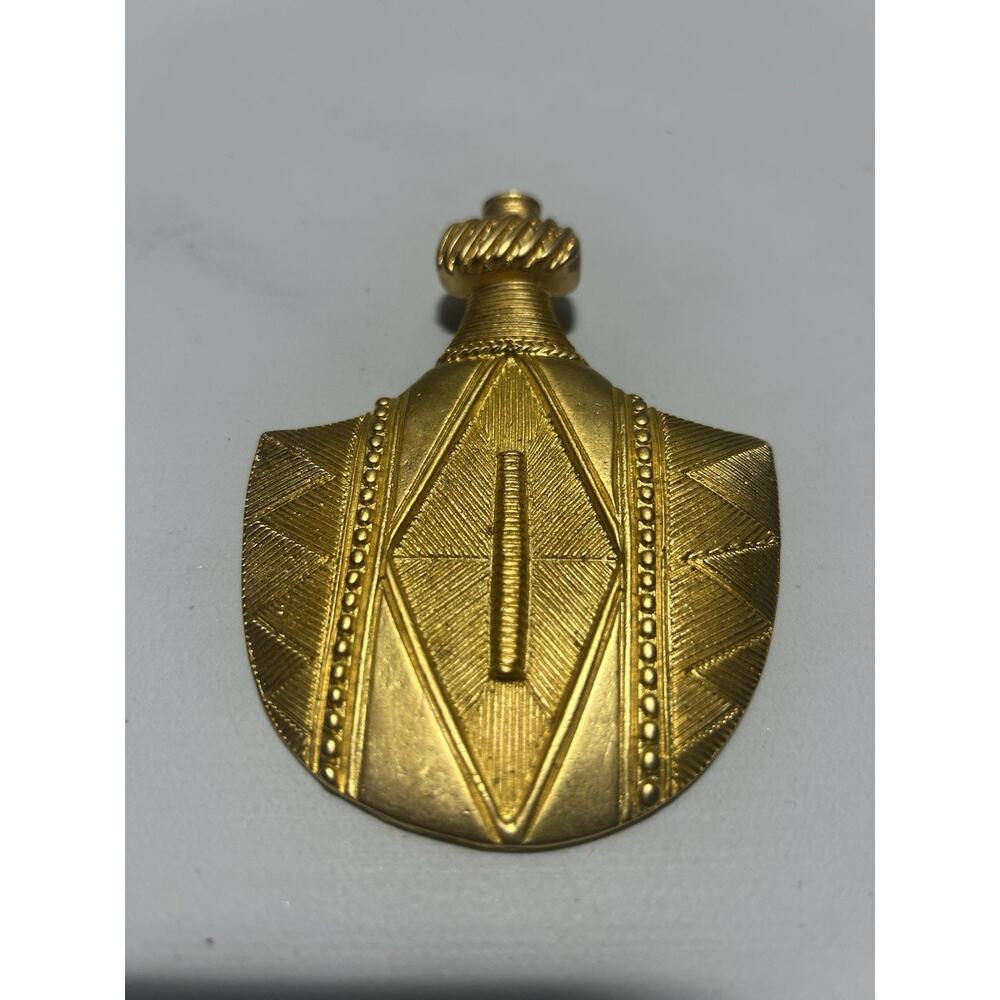 Vintage Unsigned Jean Louis Scherrer Gold-Tone Etruscan Style Pendant Large